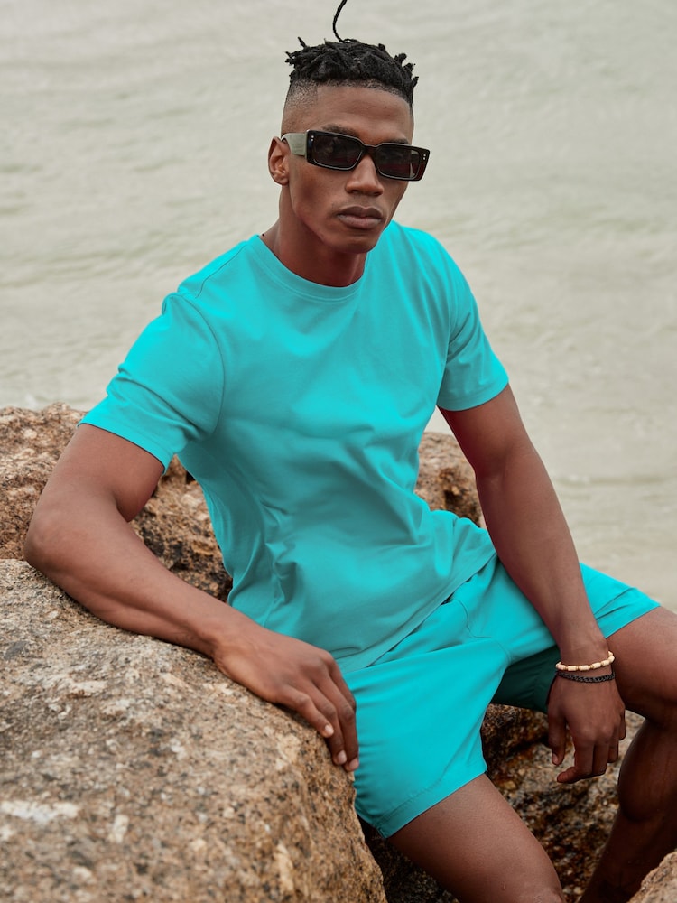 Blue Aqua Palm Logo Essential Swim Shorts - Image 2 of 11