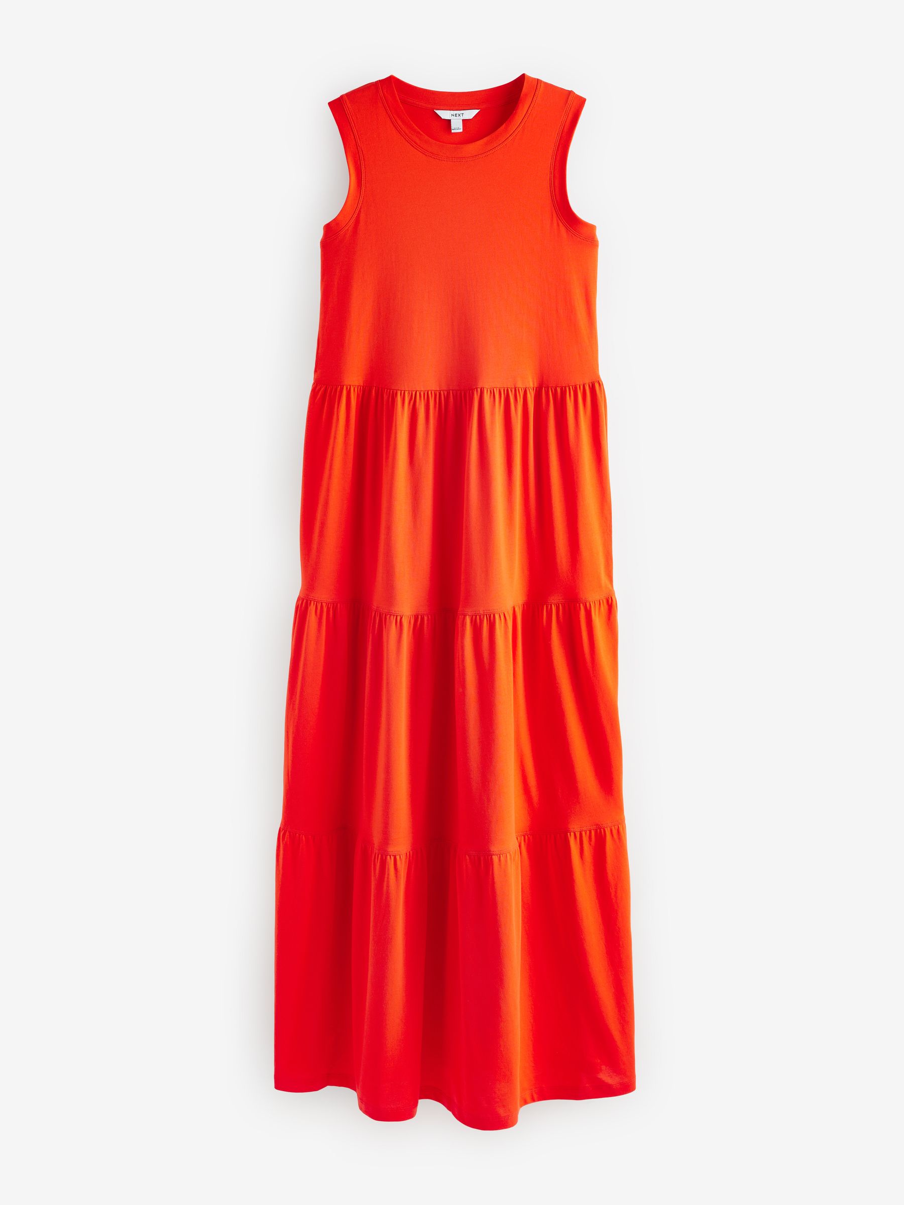 Buy Orange Sleeveless Crew Neck Tiered Summer Maxi Jersey Dress from Next  Luxembourg