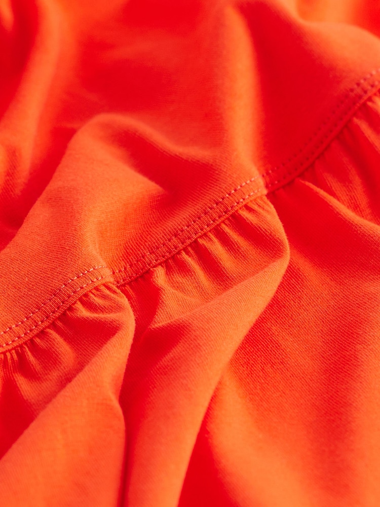 Orange Sleeveless Crew Neck Tiered Summer Maxi Jersey Dress - Image 6 of 6