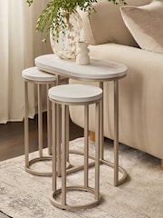 White Bronx Oak Effect Round Set of 3 Nest of Tables - Image 1 of 8