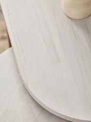 White Bronx Oak Effect Round Set of 3 Nest of Tables - Image 4 of 8