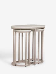 White Bronx Oak Effect Round Set of 3 Nest of Tables - Image 6 of 8