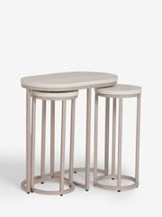White Bronx Oak Effect Round Set of 3 Nest of Tables - Image 7 of 8