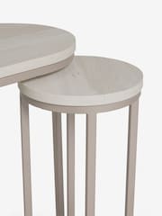 White Bronx Oak Effect Round Set of 3 Nest of Tables - Image 8 of 8