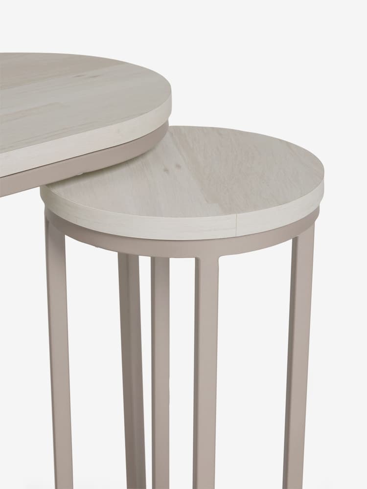White Bronx Oak Effect Round Set of 3 Nest of Tables - Image 8 of 8