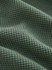 Green Regular Fit Knitted Waffle Textured 100% Cotton Polo Shirt - Image 7 of 7