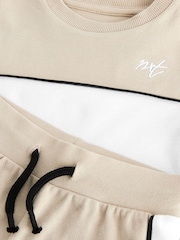 Neutral 100% Cotton Short Sleeve Colourblock T-Shirt and Shorts Set (3mths-7yrs) - Image 7 of 7