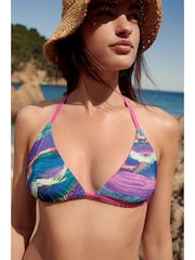 Pink/Multi Abstract Reversible Triangle Bikini Top - Image 3 of 4