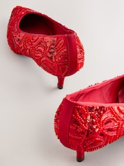 Red Forever Comfort® Embellished Kitten Heels - Image 10 of 10