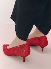 Red Forever Comfort® Embellished Kitten Heels - Image 5 of 10
