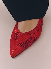 Red Forever Comfort® Embellished Kitten Heels - Image 6 of 10