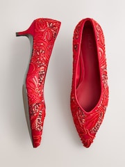 Red Forever Comfort® Embellished Kitten Heels - Image 7 of 10