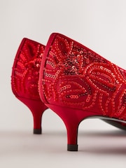 Red Forever Comfort® Embellished Kitten Heels - Image 8 of 10