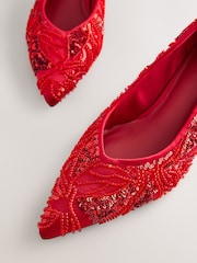 Red Forever Comfort® Embellished Kitten Heels - Image 9 of 10