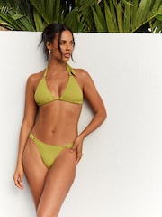 Rochelle Lime Green Rib Rib Triangle Bikini Top - Image 1 of 5