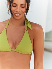 Rochelle Lime Green Rib Rib Triangle Bikini Top - Image 4 of 5