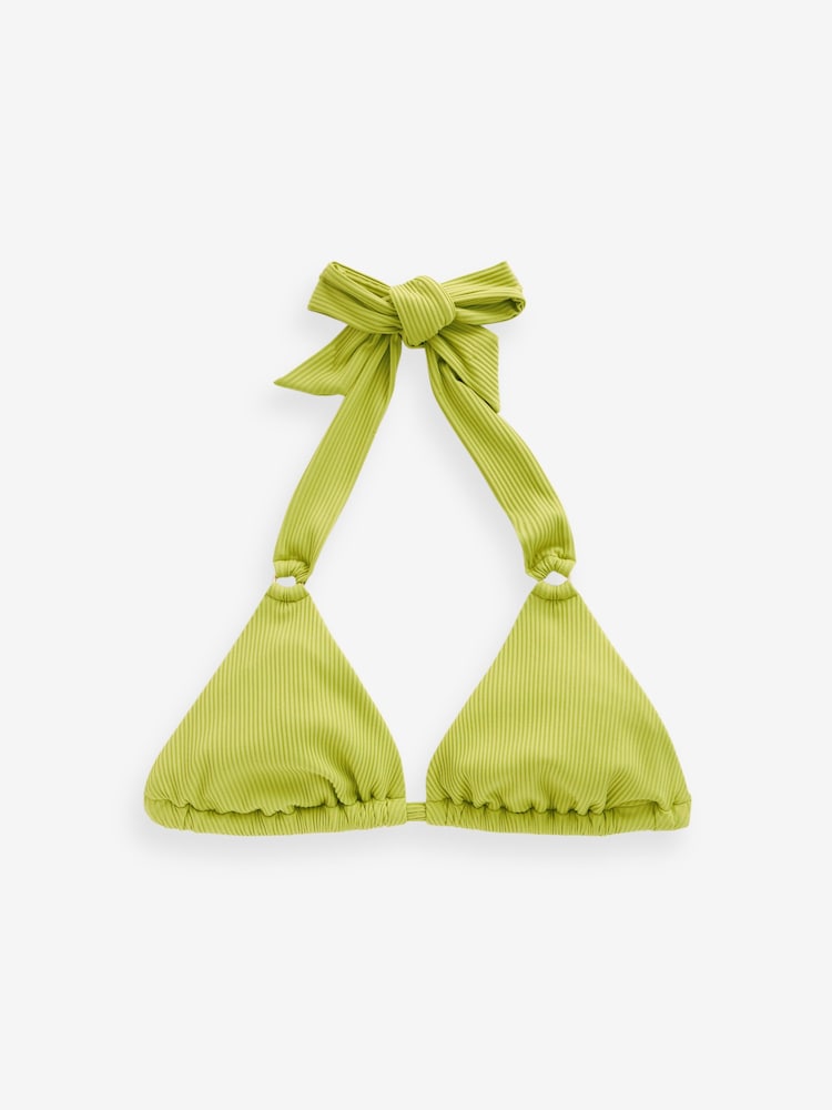 Rochelle Lime Green Rib Rib Triangle Bikini Top - Image 5 of 5