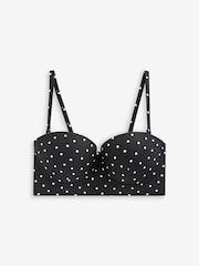 Black/White Spot Balconette Bandeau Wired Bikini Top - Image 6 of 6