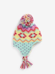 Aqua/Pink - Trappermütze mit Fairisle-Muster (3 Monate bis 13 Jahre) - Bild 1 von 2