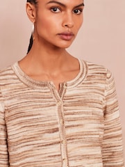 Neutral Brown Space Dye Button Neck Jumper - Image 4 of 6