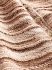 Neutral Brown Space Dye Button Neck Jumper - Image 6 of 6