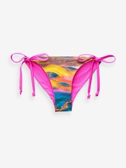 Pink/Multi Abstract Reversible Tieside Bikini Bottoms - Image 8 of 8