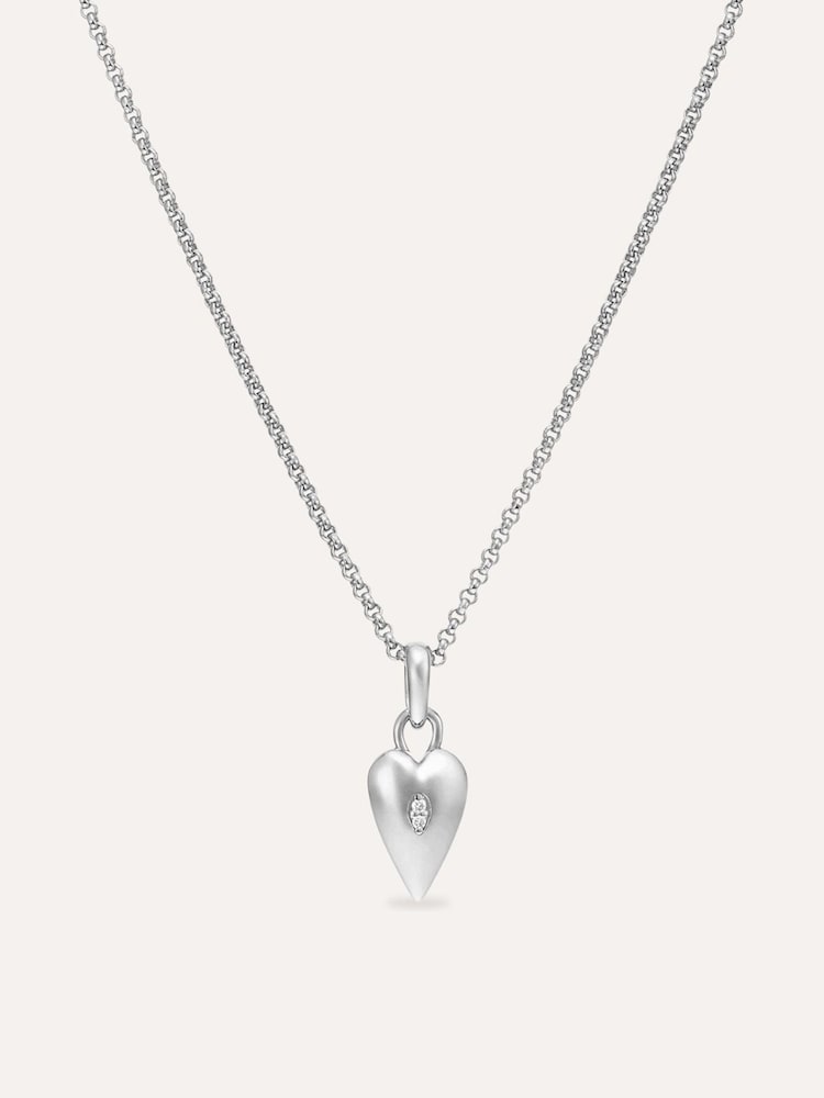 Dinny Hall Silver Tone My World Lab Diamond Heart Pendant - Image 1 of 3 Dinny Hall Silver Tone My World Lab Diamond Heart Pendant - Image 1 of 3