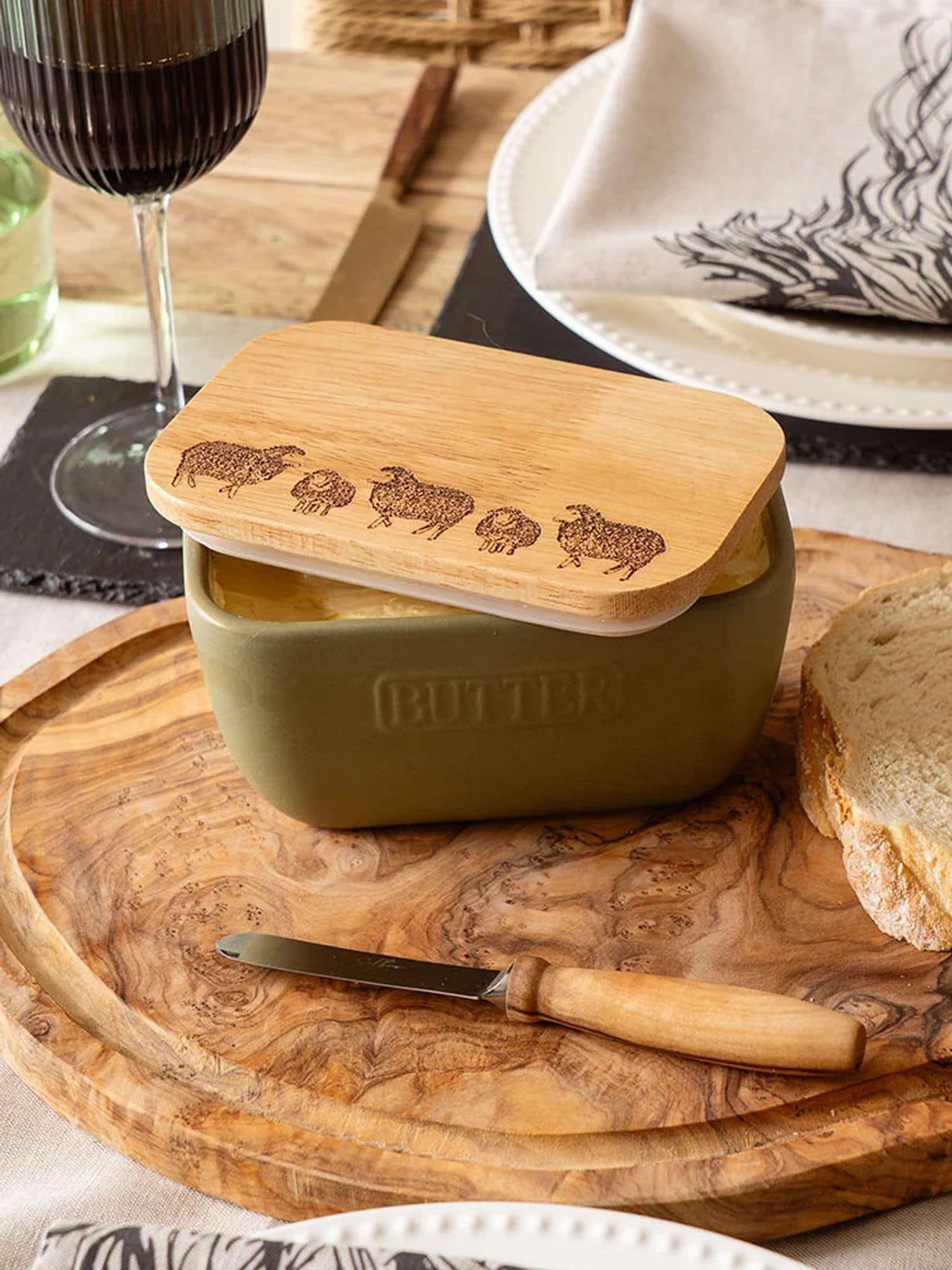 Selbrae House Unisex Green Sheep Butter Dish
