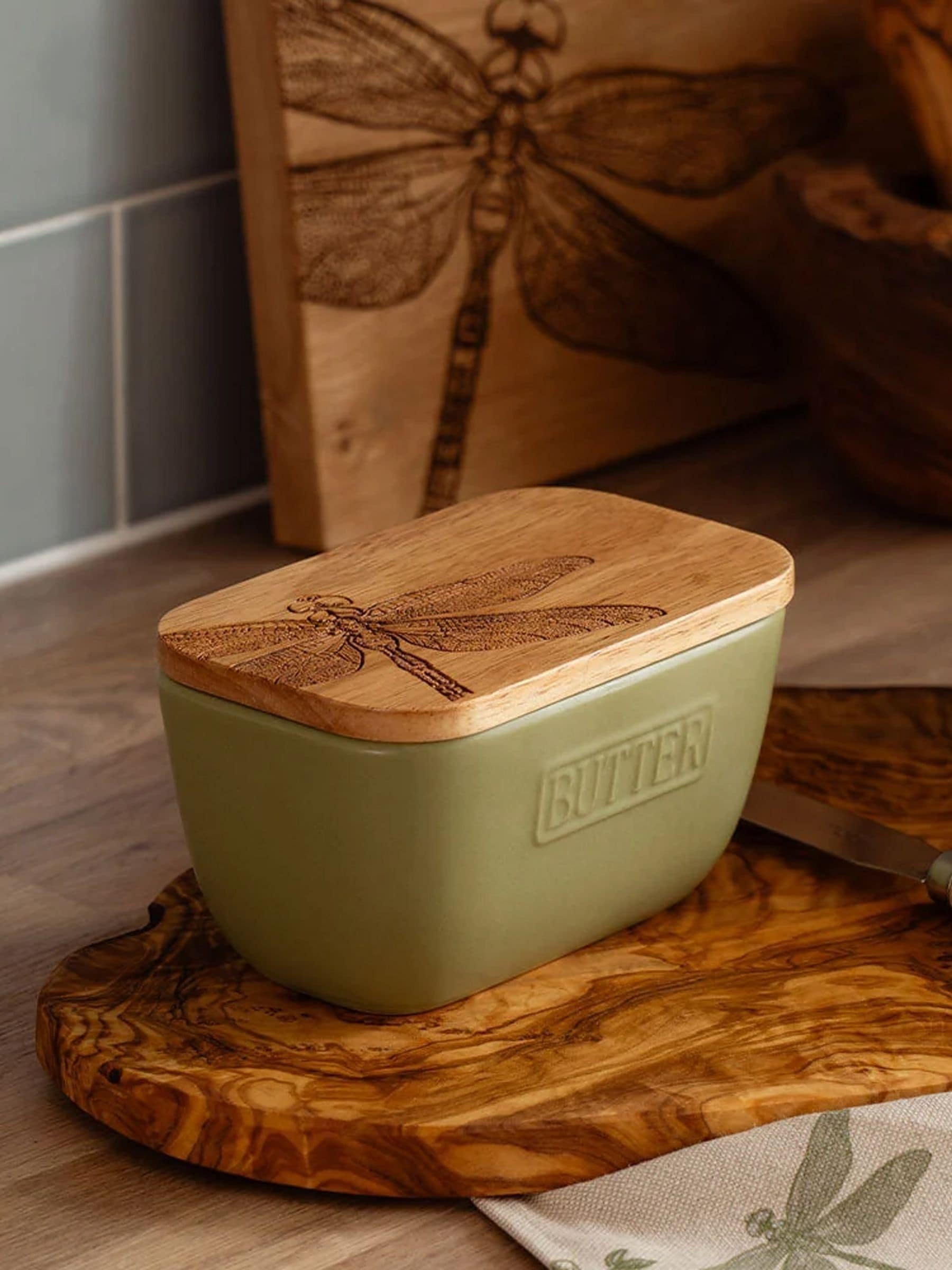 Selbrae House Unisex Green Dragonfly Butter Dish