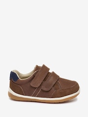 Tan Brown Wide Fit (G) Touch Fastening Leather First Walker Baby Shoes - Image 1 of 4