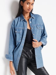 Mid Blue Oversized Denim Shirt - Image 1 of 6