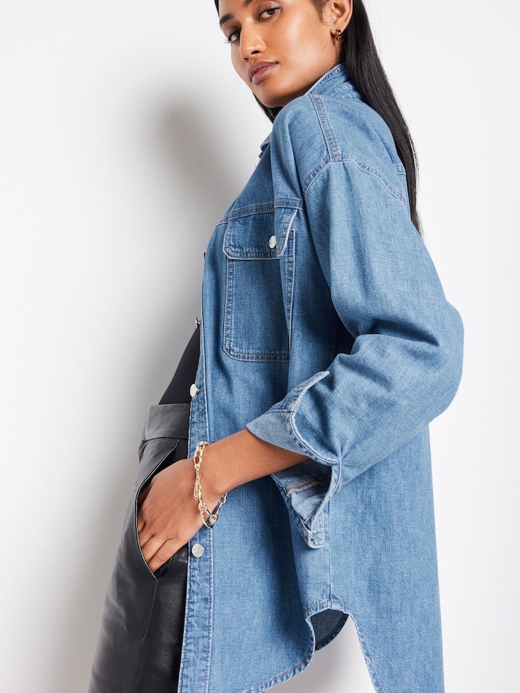 Mid Blue Oversized Denim Shirt - Image 2 of 6