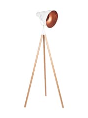 Pacific White Metal Larkin Natural Wood Tripod Floor Light - Image 2 of 2