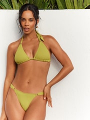 Rochelle Lime Green Rib Tanga Bikini Bottoms - Image 2 of 3