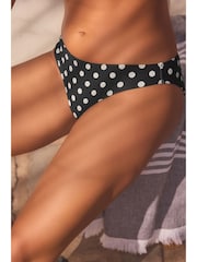 Black/White Spot Ruched Side High Leg Bikini Bottoms - Image 1 of 5