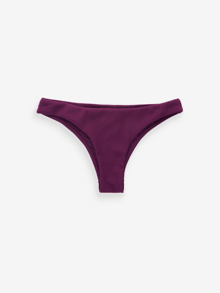 Purple Crinkle High Leg Brazilian Bikini Bottoms - Image 6 of 6
