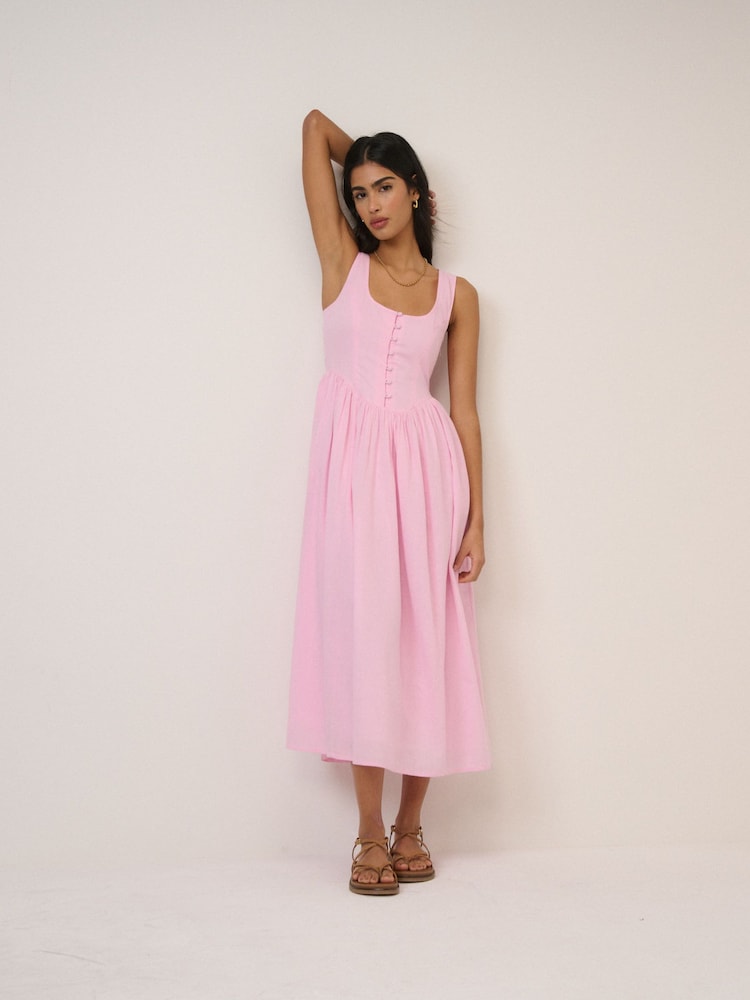 Nobodys Child Pink Cora Midi Dress - Image 1 of 5