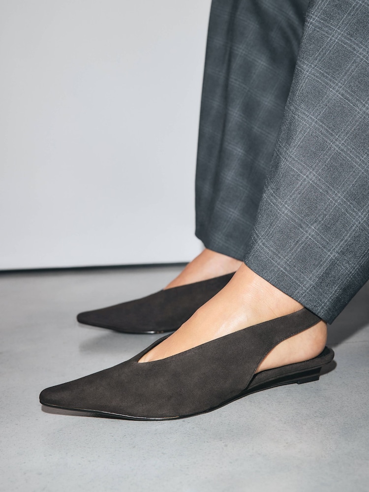 Chocolate Brown Forever Comfort® Suede Leather Low Sling Back Wedges - Image 1 of 9