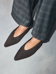 Chocolate Brown Forever Comfort® Suede Leather Low Sling Back Wedges - Image 3 of 9