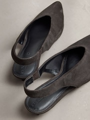 Chocolate Brown Forever Comfort® Suede Leather Low Sling Back Wedges - Image 5 of 9