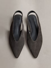 Chocolate Brown Forever Comfort® Suede Leather Low Sling Back Wedges - Image 7 of 9