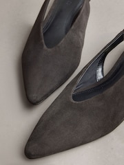 Chocolate Brown Forever Comfort® Suede Leather Low Sling Back Wedges - Image 8 of 9