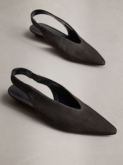 Chocolate Brown Forever Comfort® Suede Leather Low Sling Back Wedges - Image 9 of 9