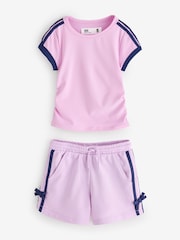 Cotton On Purple Soft Stretch Gathered Short Sleeve Baby T-Shirt & Kelcey Shorts Set - Image 2 of 4