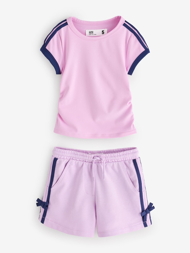 Cotton On Purple Soft Stretch Gathered Short Sleeve Baby T-Shirt & Kelcey Shorts Set - Image 2 of 4