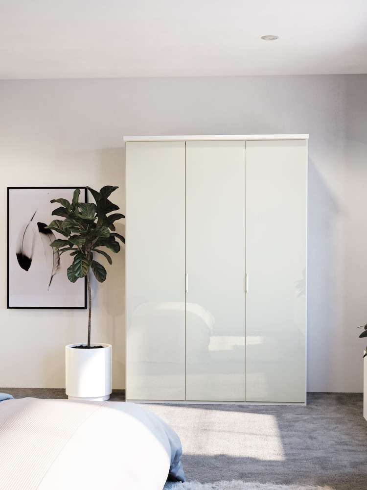 Wiemann Peyton White Glass Semi Fitted Triple Wardrobe - Image 1 of 4