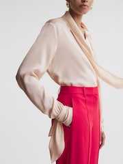 Reiss Nude Giselle Tie Detail Blouse - Image 1 of 6