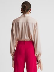 Reiss Nude Giselle Tie Detail Blouse - Image 5 of 6