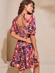 Lipsy Мини-платья с принтом Godet Detail V Neck - Изображение 2 из 4