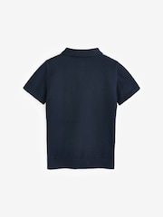 Black/White Short Sleeve Geo Pattern Polo Shirt (3-16yrs) - Image 2 of 3